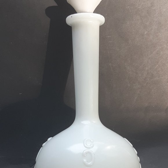 Milk Glass Victorian Decanter Apothecary Barber Bottle with Stopper Antique 11" - Picture 9 of 12